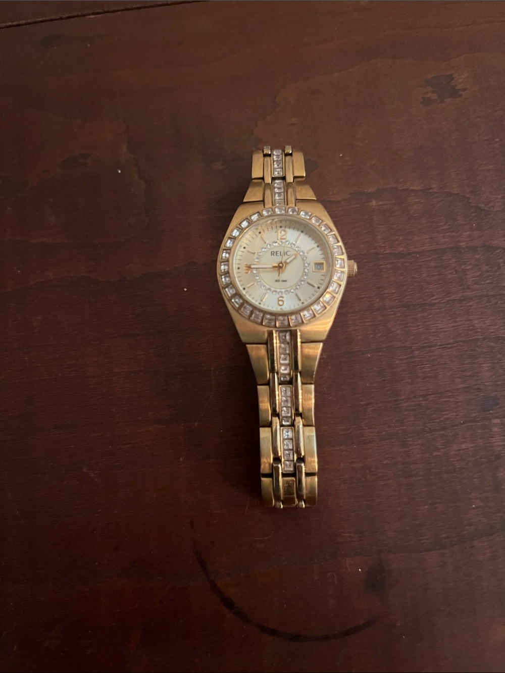 Relic Women’s Gold Crystal-Accent Bracelet Watch